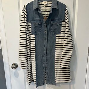 BiBi NWT Denim and Striped Black Jacket Dress